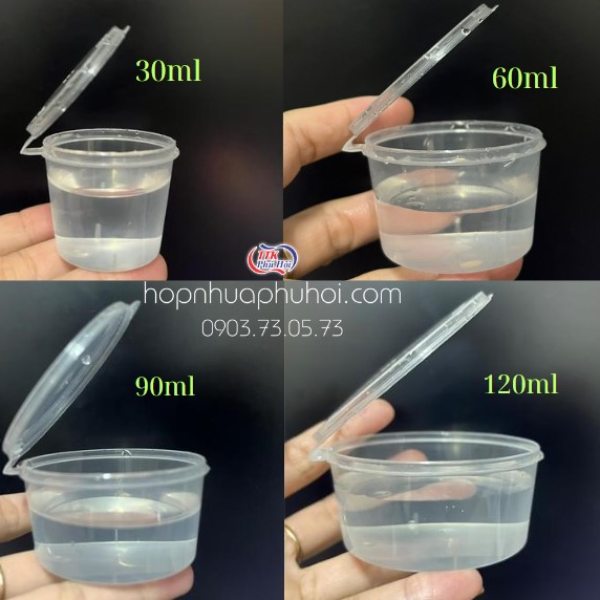 Hộp nhựa đựng nước chấm 90ml nắp liền 3oz